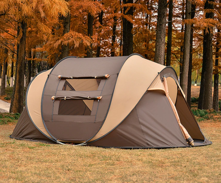 Cheap Goat Tents Hand toss the beach tent outdoor mountaineering camping automatic tent family beach camping full waterproof tent Tents 